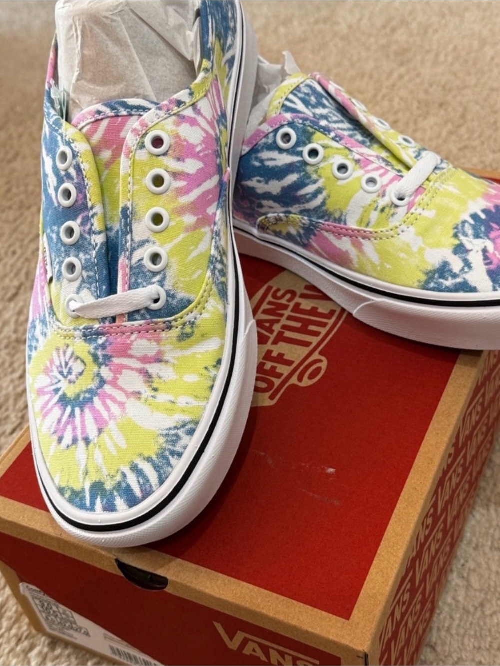 Vans womens Tie-Dye Low Top Sneakers - Pink/Yellow/Blue sz 10.5